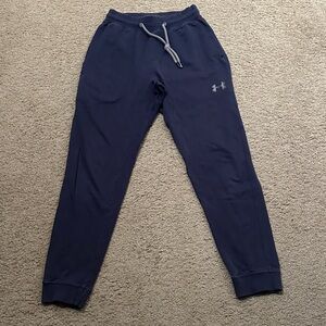 Under Armour Mens Elastic Waist Drawstring Fitted Joggers Navy Blue Size S